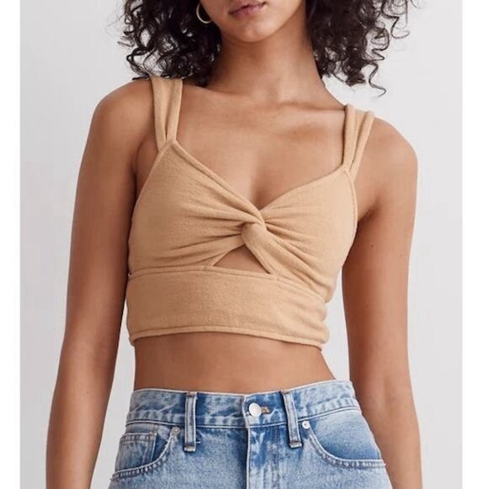 Madewell NWT XXS Cutout Knot Front Cropped Tank Top Yellow